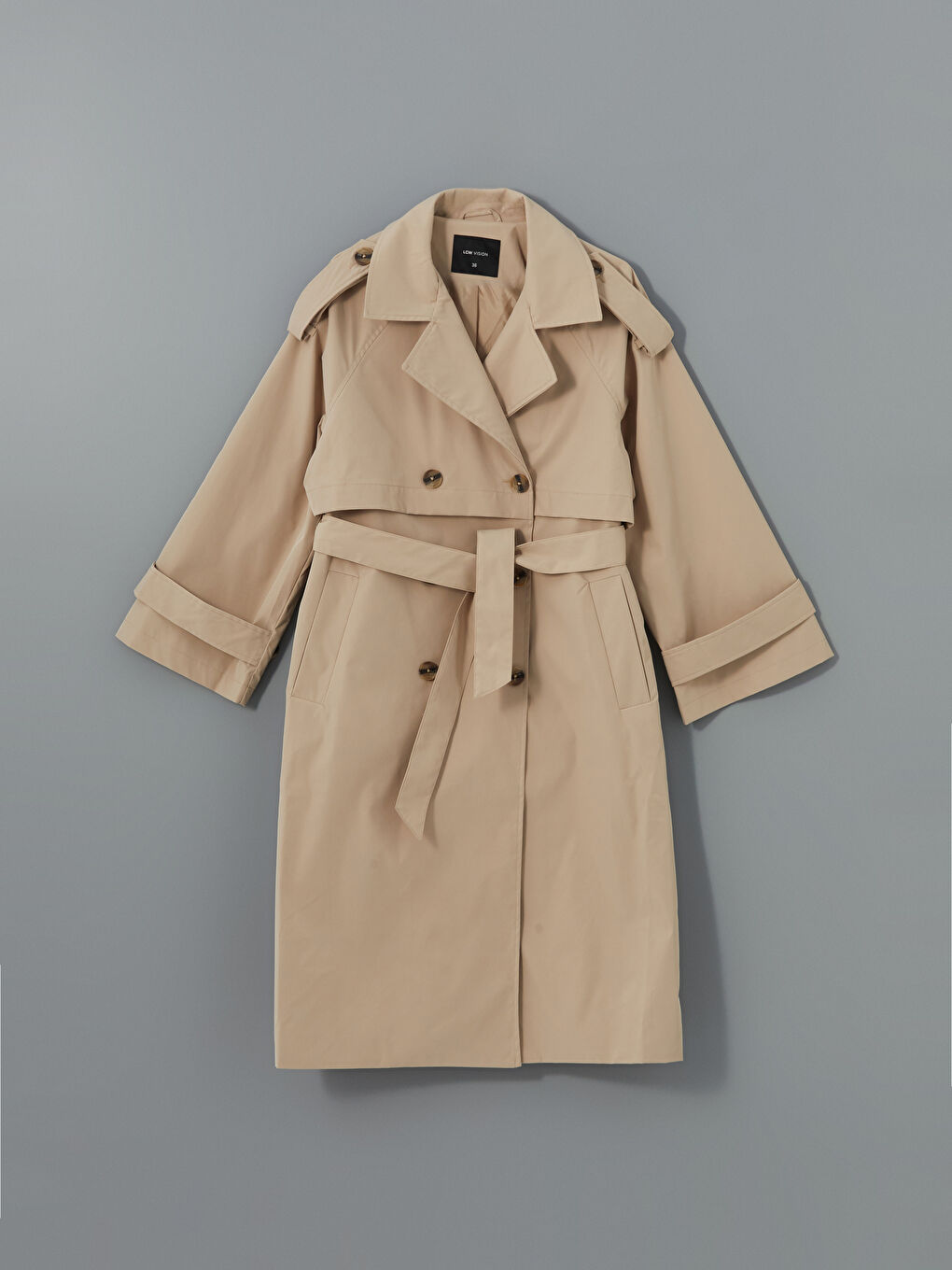 Jacket Collar Straight Long Sleeve Oversize Women's Trench Coat -S57988Z8-YCB
