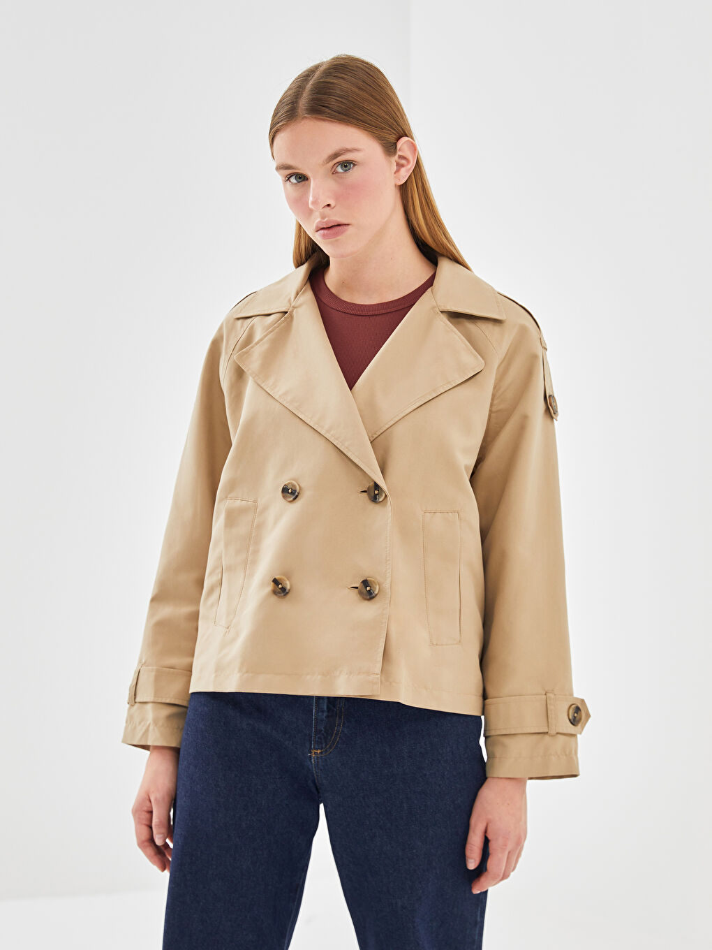 Jacket Collar Straight Long Sleeve Oversize Women's Trench Coat -S57989Z8-SCF