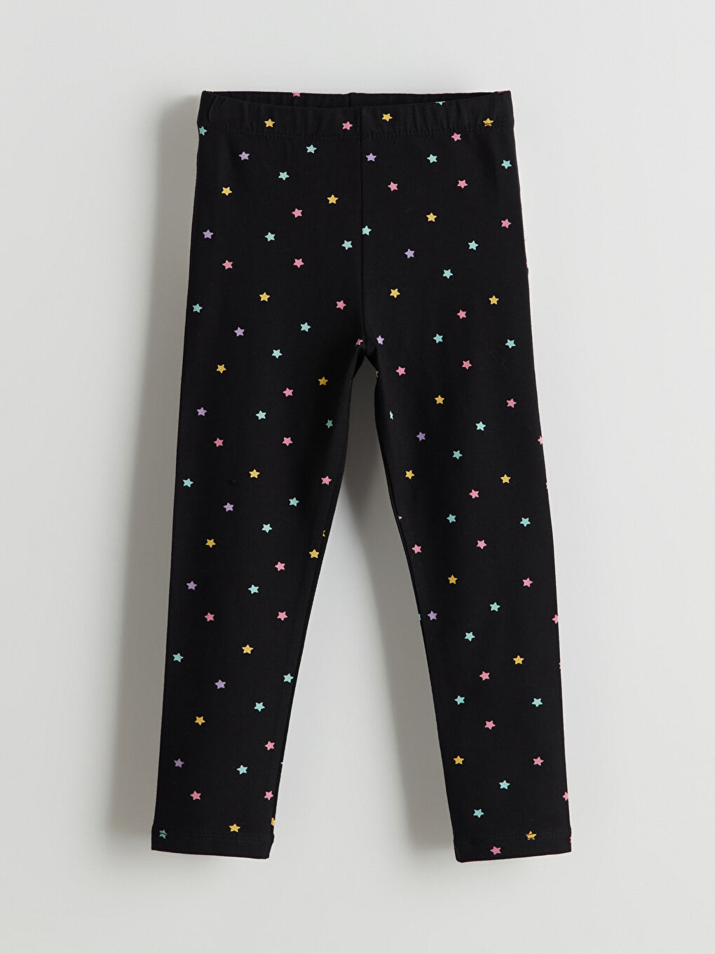 Siyah Beli Lastikli Baskılı Kız Çocuk Tayt