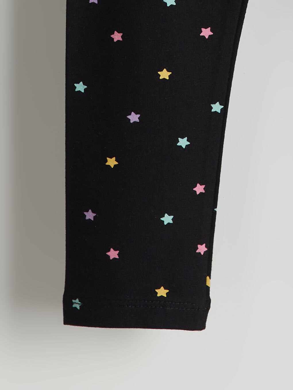 Siyah Beli Lastikli Baskılı Kız Çocuk Tayt-1