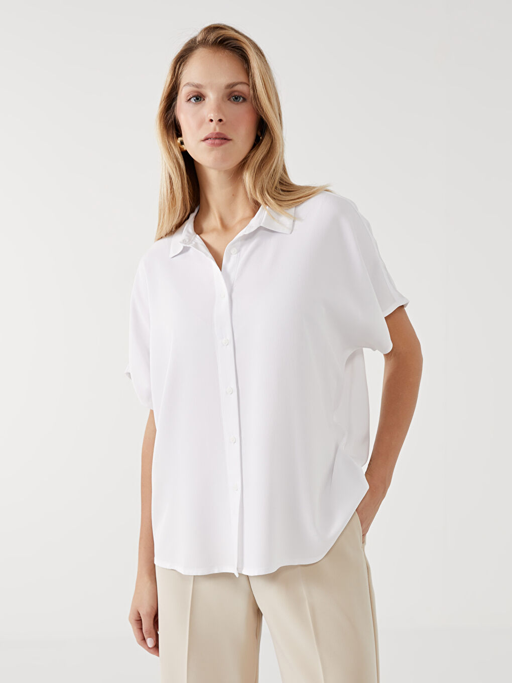 Loose Fit Draped Women's Shirt -S58003Z8-Q6K