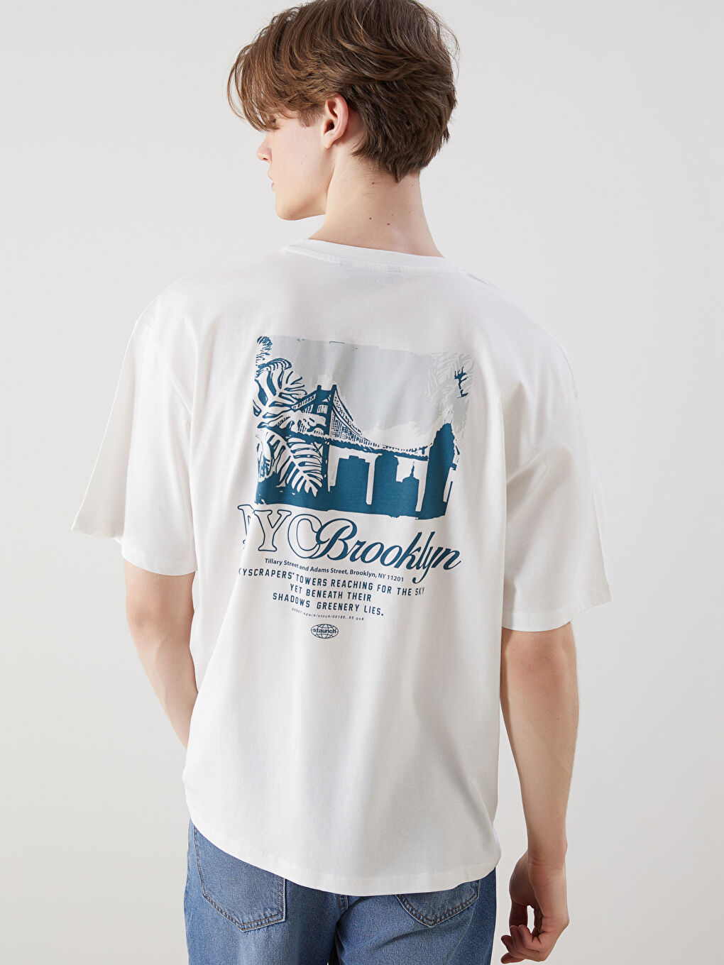 Crew Neck Brooklyn Printed Men's T-Shirt -S58030Z8-EEW