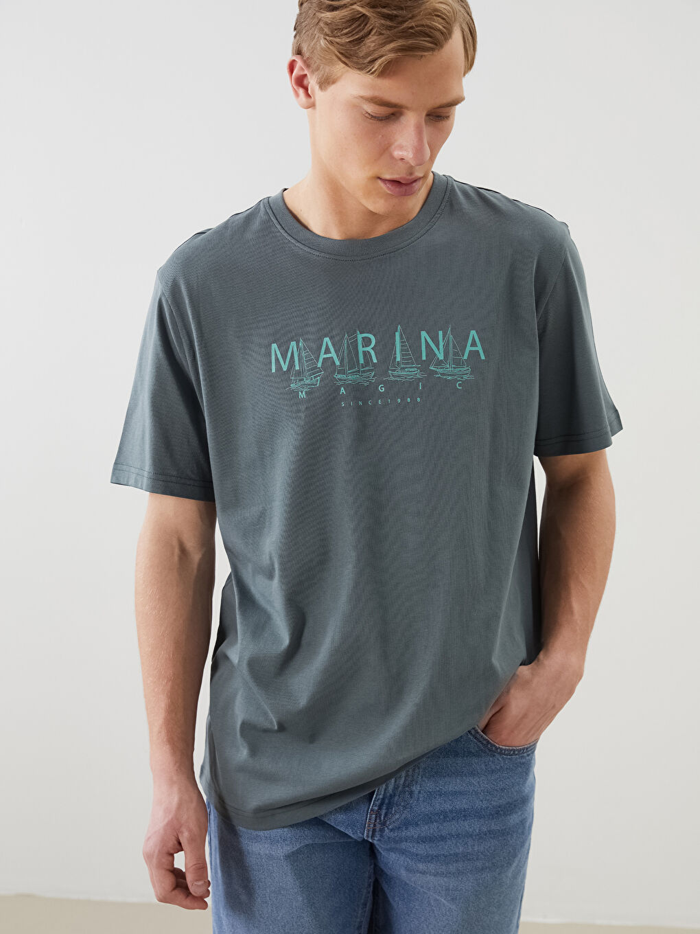 LC WAIKIKI Crew Neck Printed Short Sleeve Men's T-Shirt -S58047Z8-Z43