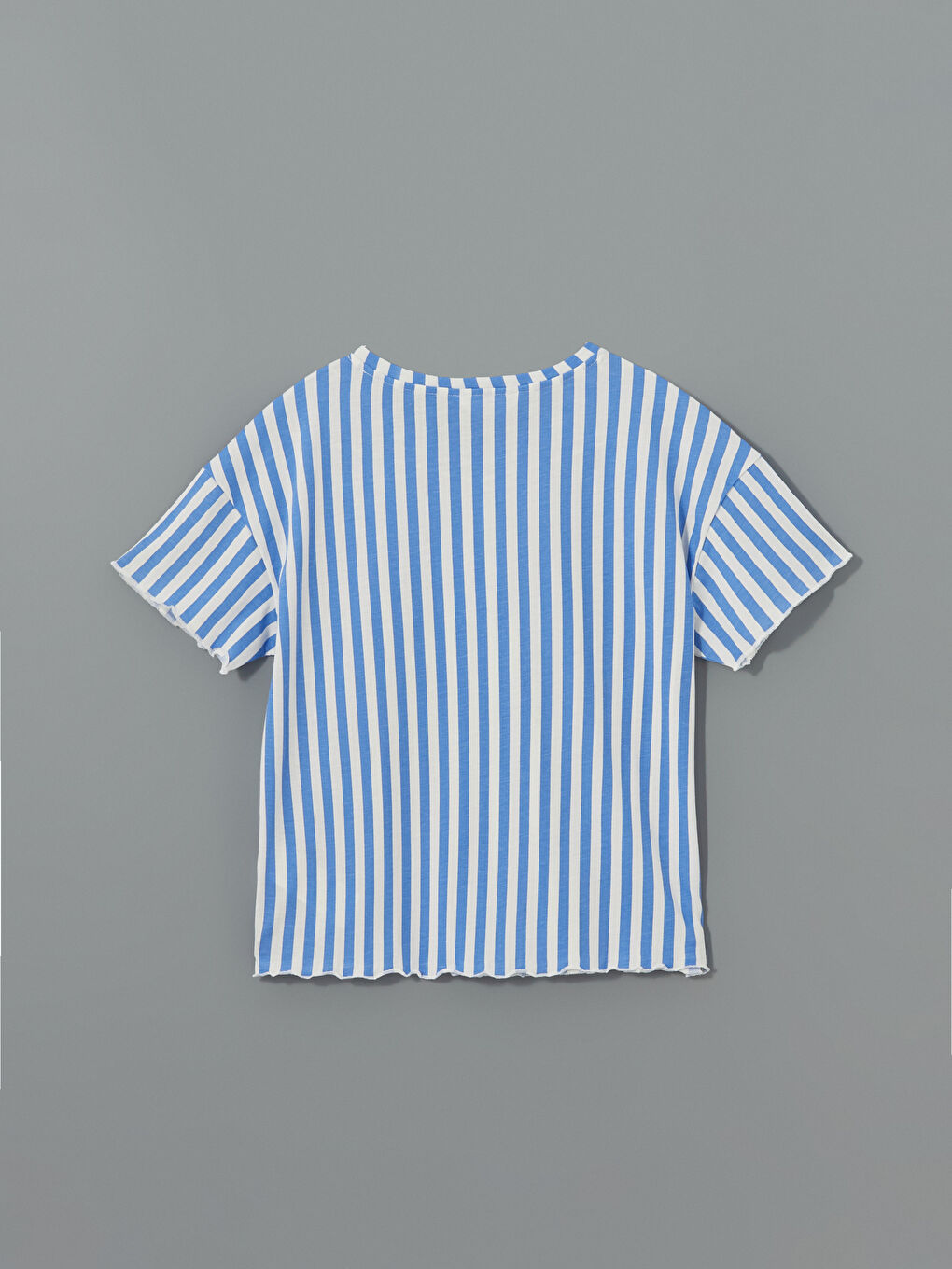 Mavi Bisiklet Yaka Çizgili Kadın Pijama Üstü-1