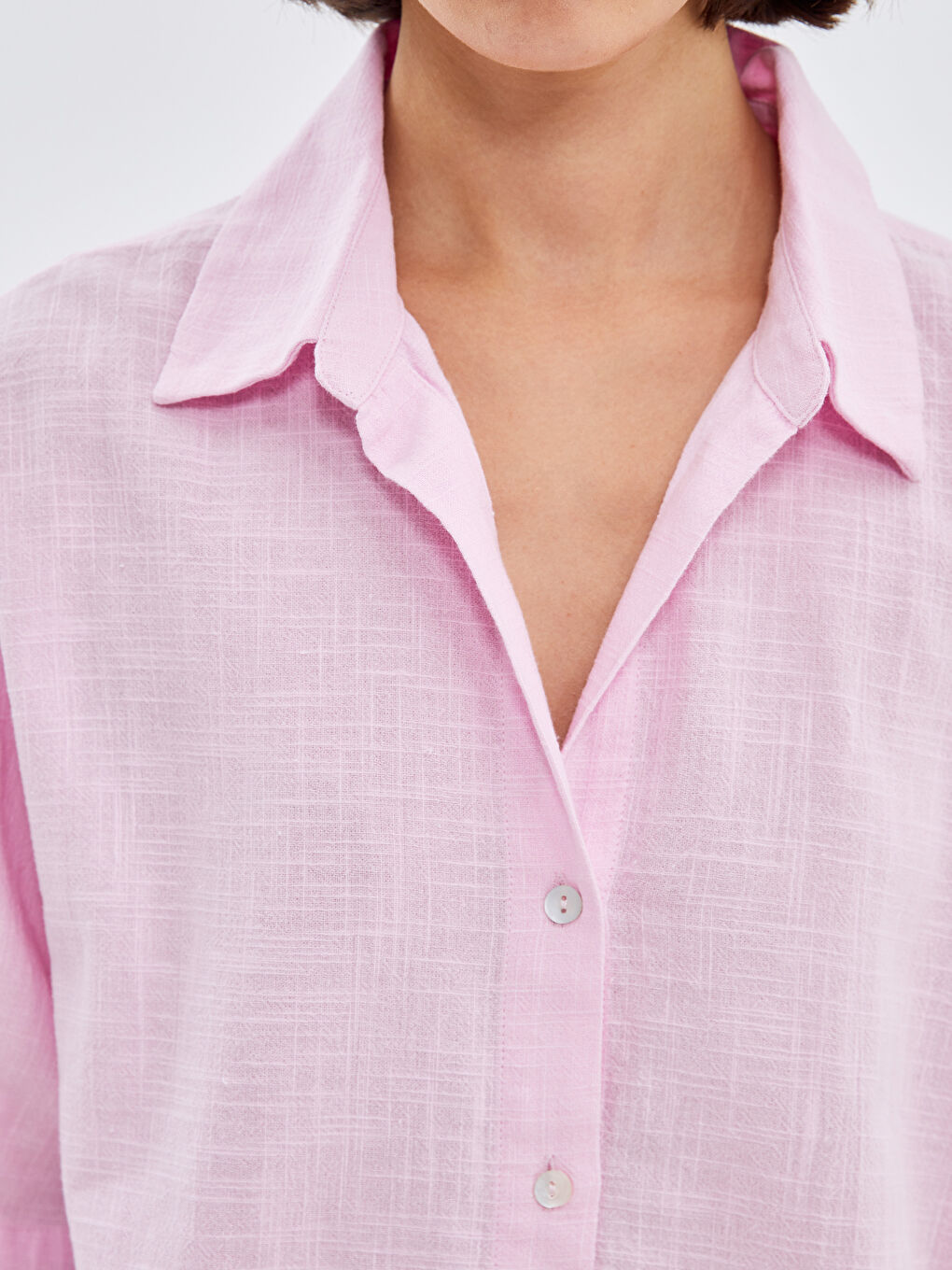 Oversize Linen-Look Women's Shirt -S58187Z8-JVA