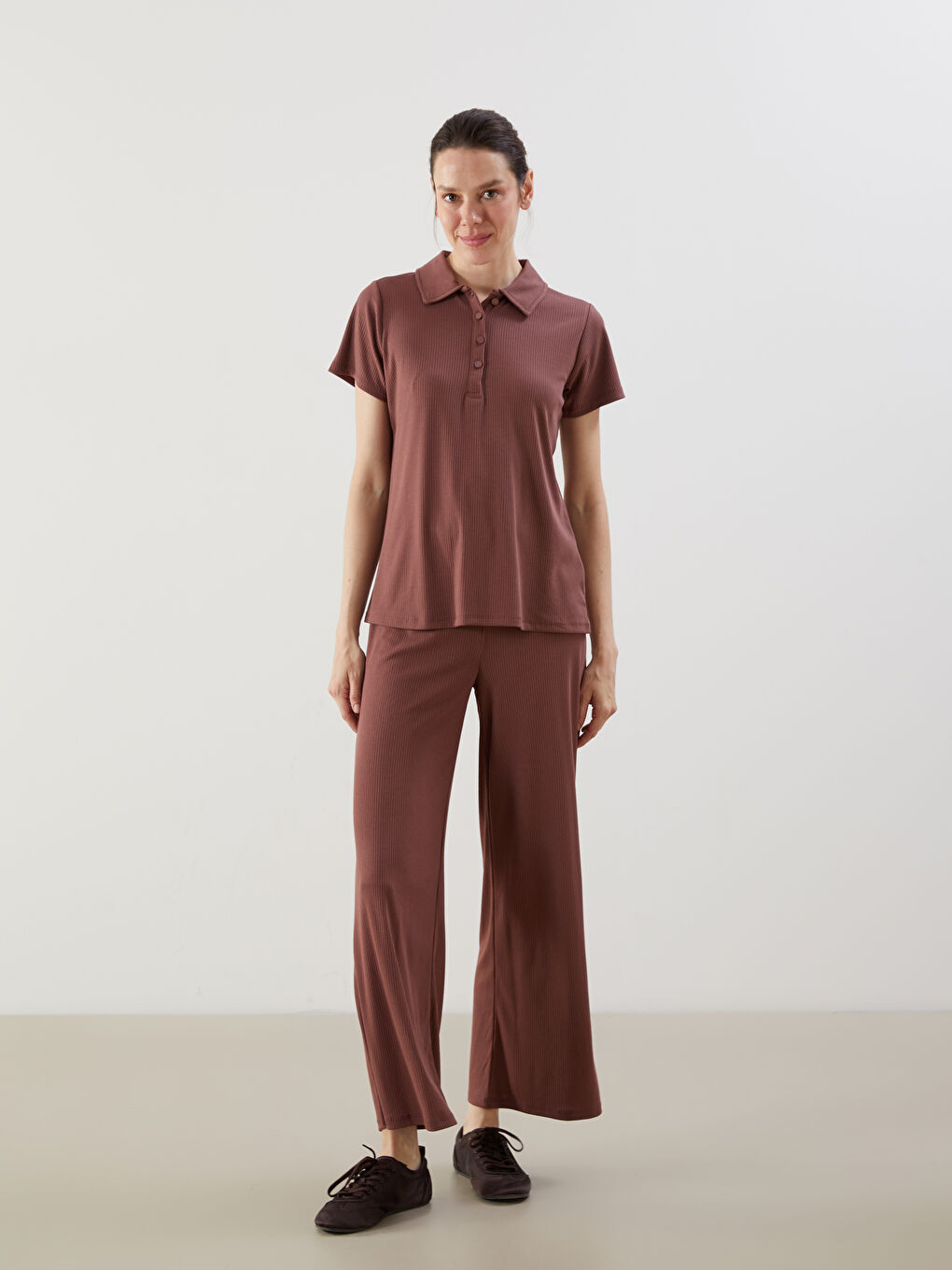 Wide Leg Women Trousers With Elastic Waist -S58220Z8-H8B
