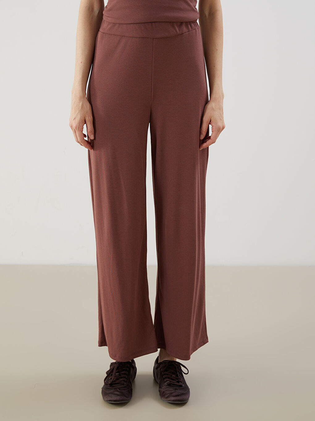 Wide Leg Women Trousers With Elastic Waist -S58220Z8-H8B