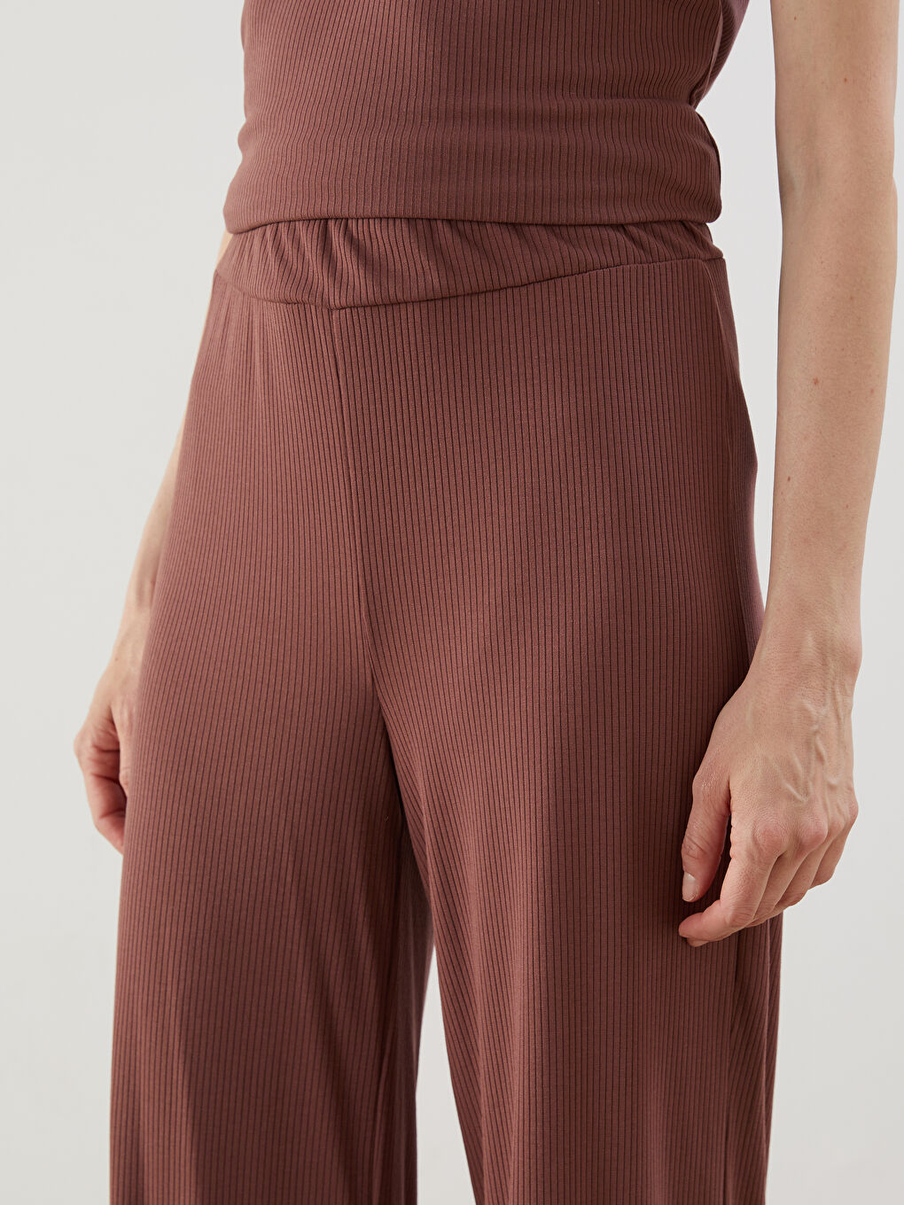 Wide Leg Women Trousers With Elastic Waist -S58220Z8-H8B