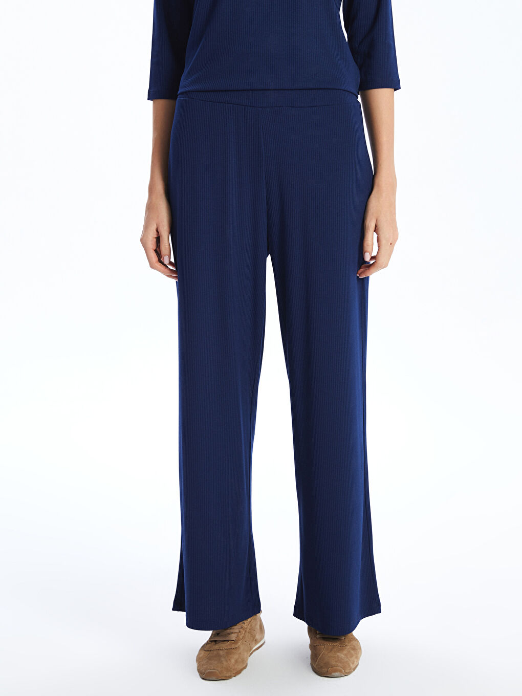Wide Leg Women Trousers With Elastic Waist -S58220Z8-HPN