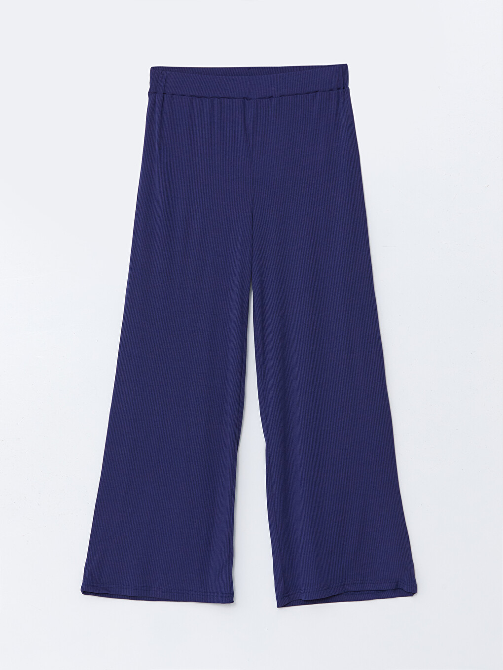 Lacivert Beli Lastikli Geniş Paça Kadın Pantolon-4