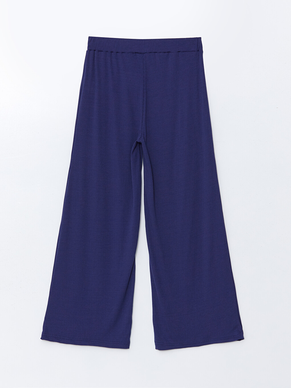 Lacivert Beli Lastikli Geniş Paça Kadın Pantolon-5