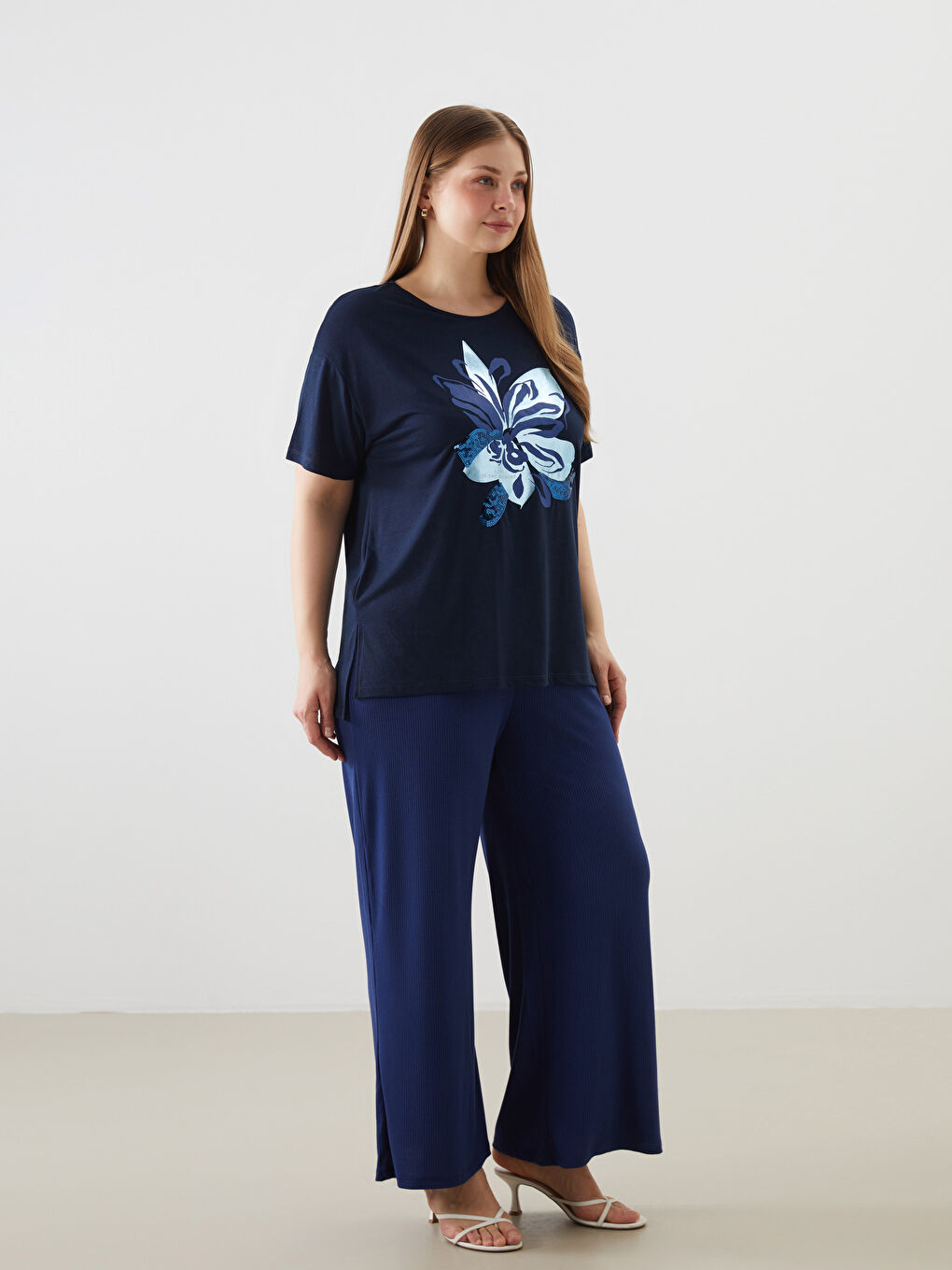 Wide Leg Women Trousers With Elastic Waist -S58220Z8-HPN