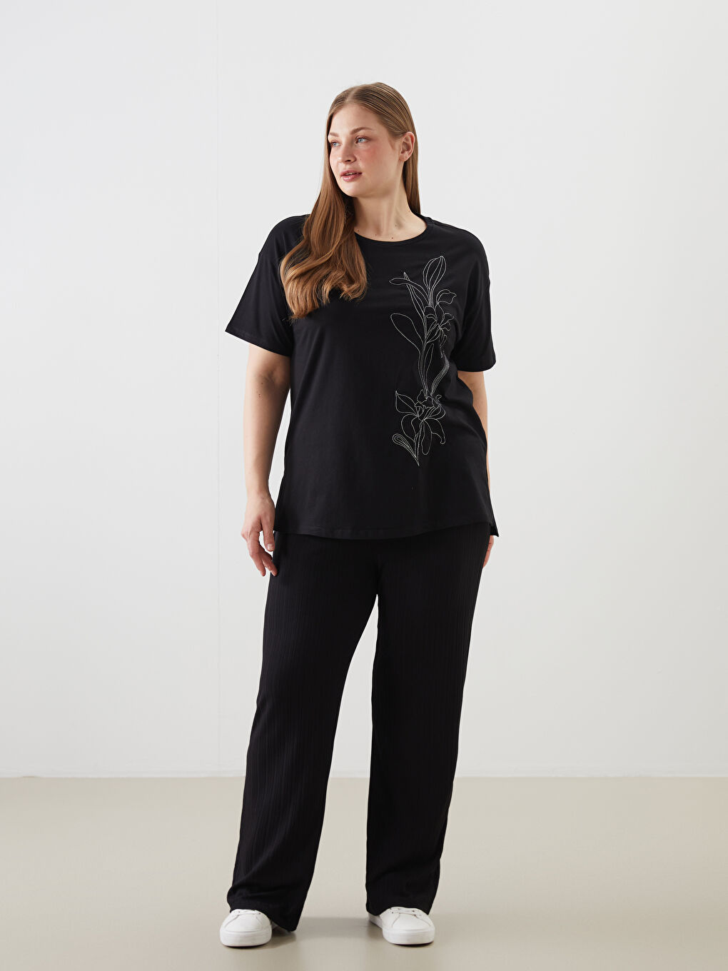 Elasticated Waist Textured Women's Trousers -S58225Z8-CVL