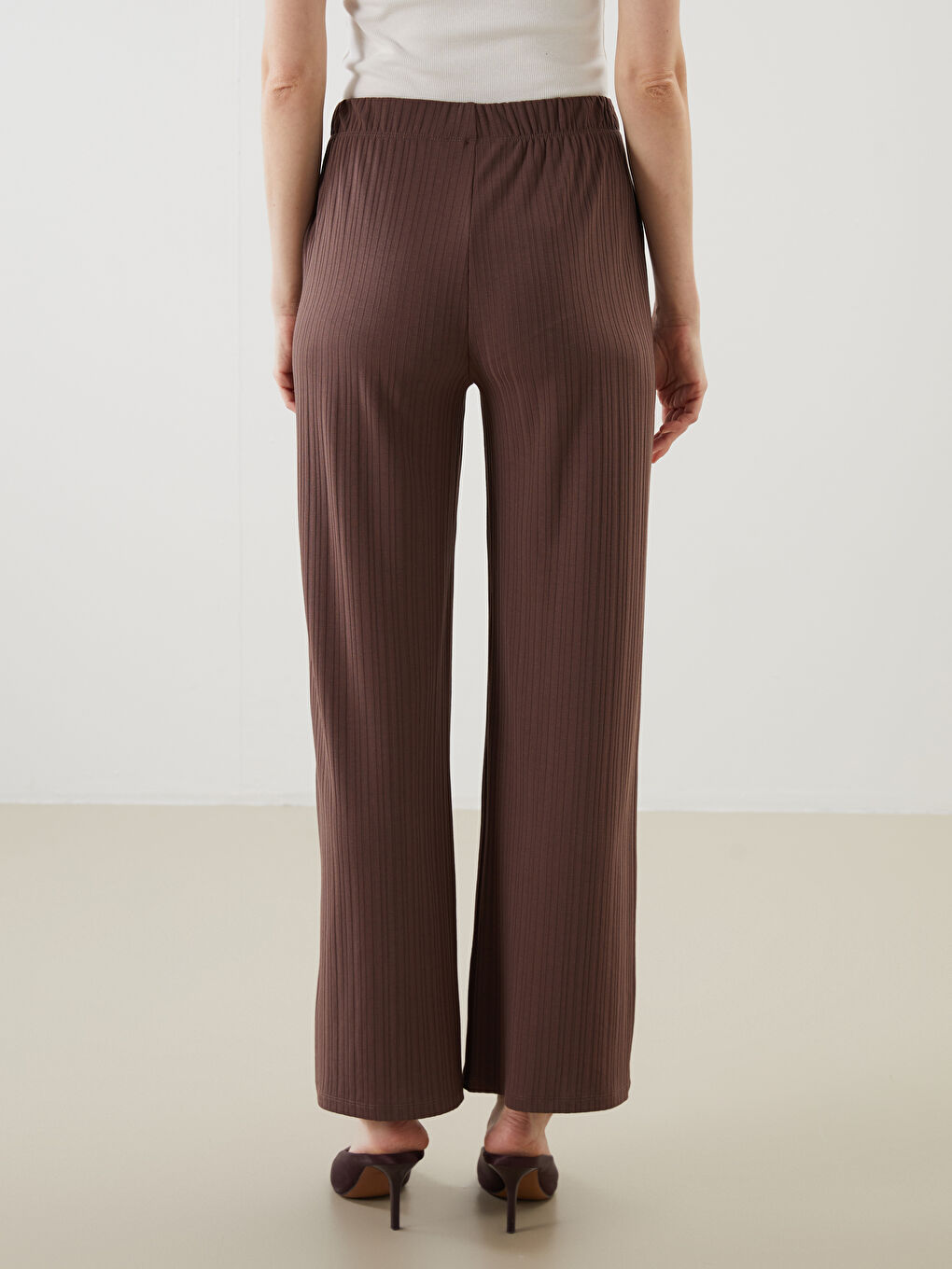 Elastic Waist Textured Women's Trousers -S58225Z8-HLD