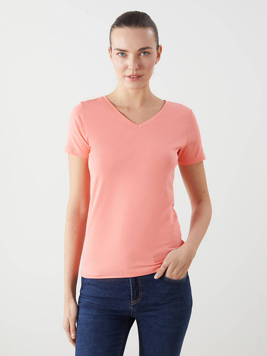V-Neck Women's T-Shirt -S58226Z8-GGS
