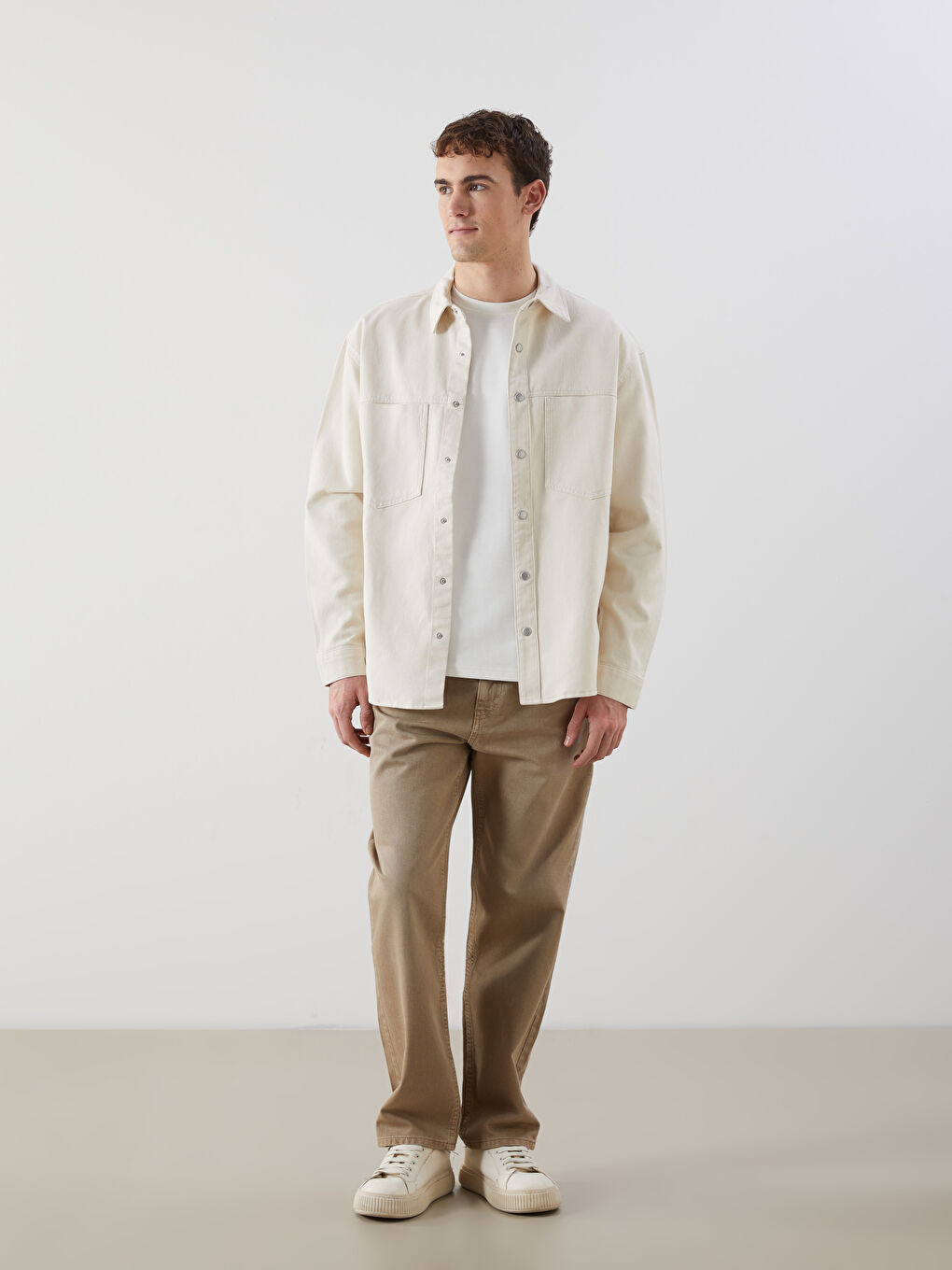 Relaxed Fit Long Sleeve Men's Denim Shirt -S58233Z8-VG3
