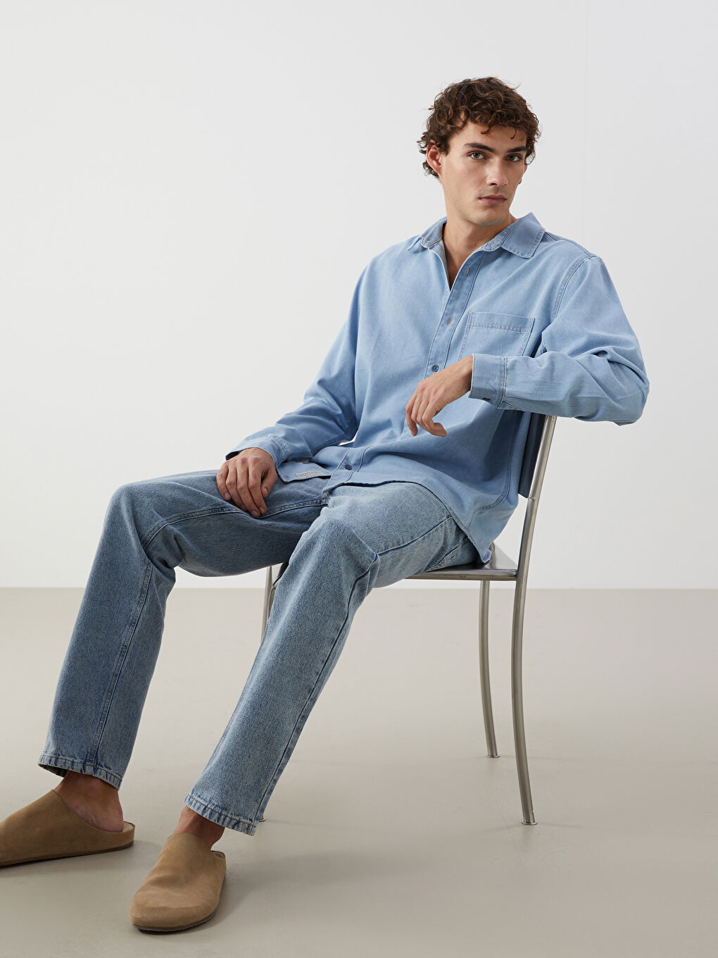 LCW Jeans Relaxed Fit Long Sleeve Men's Denim Shirt -S58236Z8-311