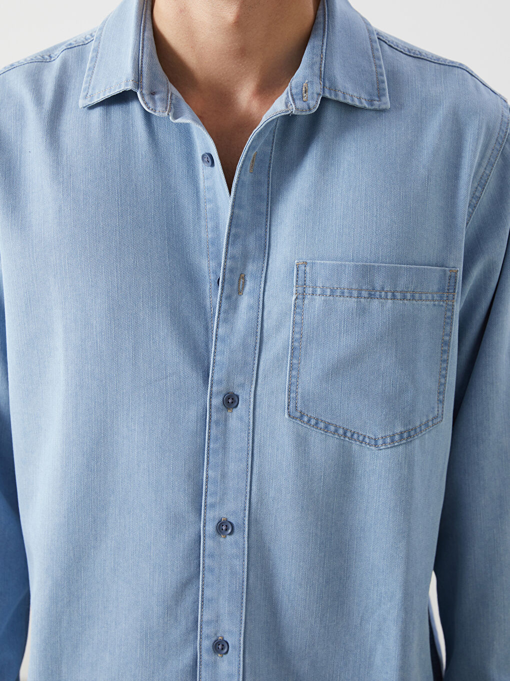 LCW Jeans Relaxed Fit Long Sleeve Men's Denim Shirt -S58236Z8-311