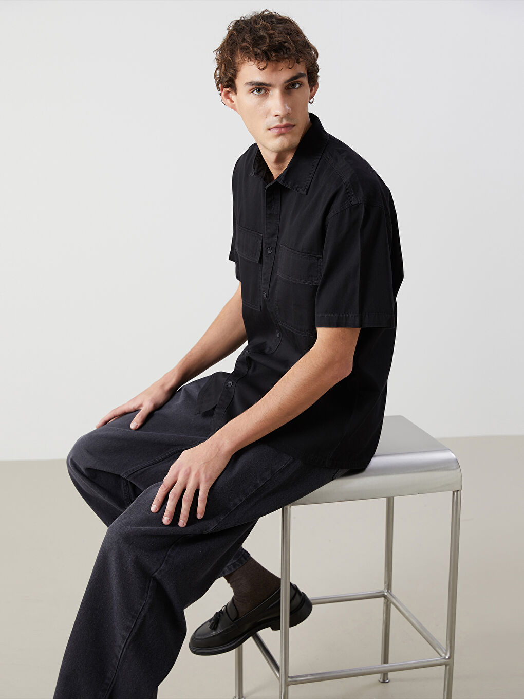 Relaxed Fit Men's Shirt with Pockets -S58244Z8-326