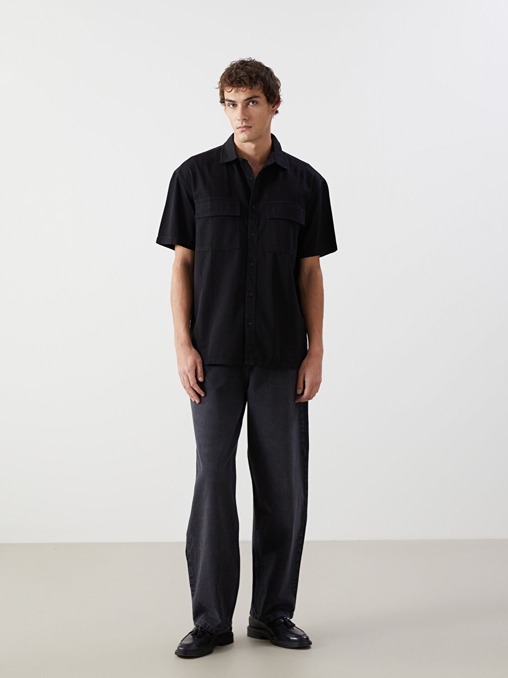 Relaxed Fit Men's Shirt with Pockets -S58244Z8-326