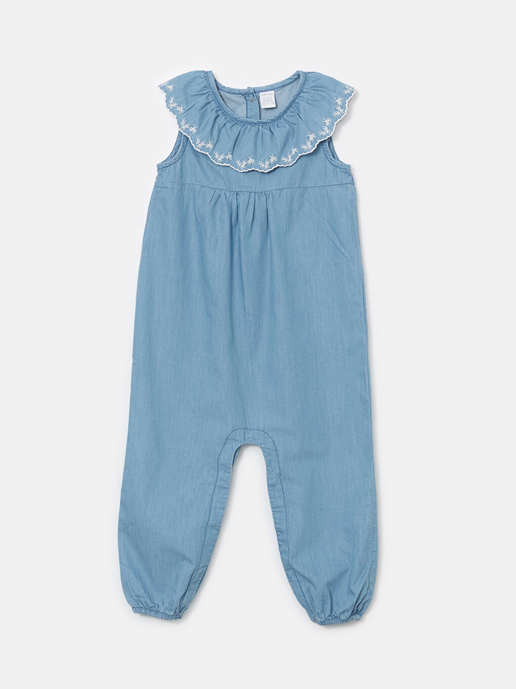 Mavi Nakışlı Kız Bebek Jean Tulum