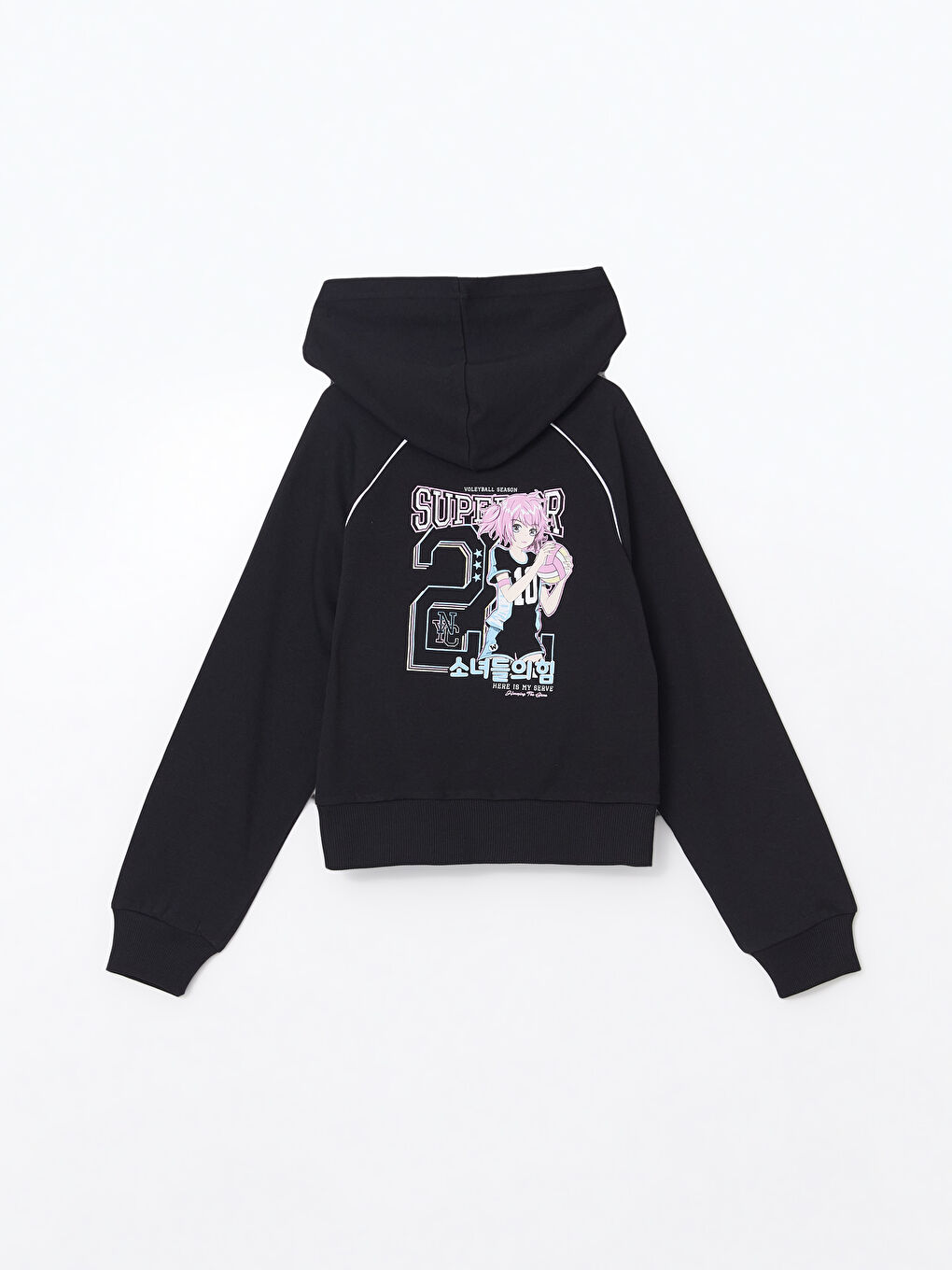 سويت شيرت مطبوع أنمي بكابوش للبنات-1