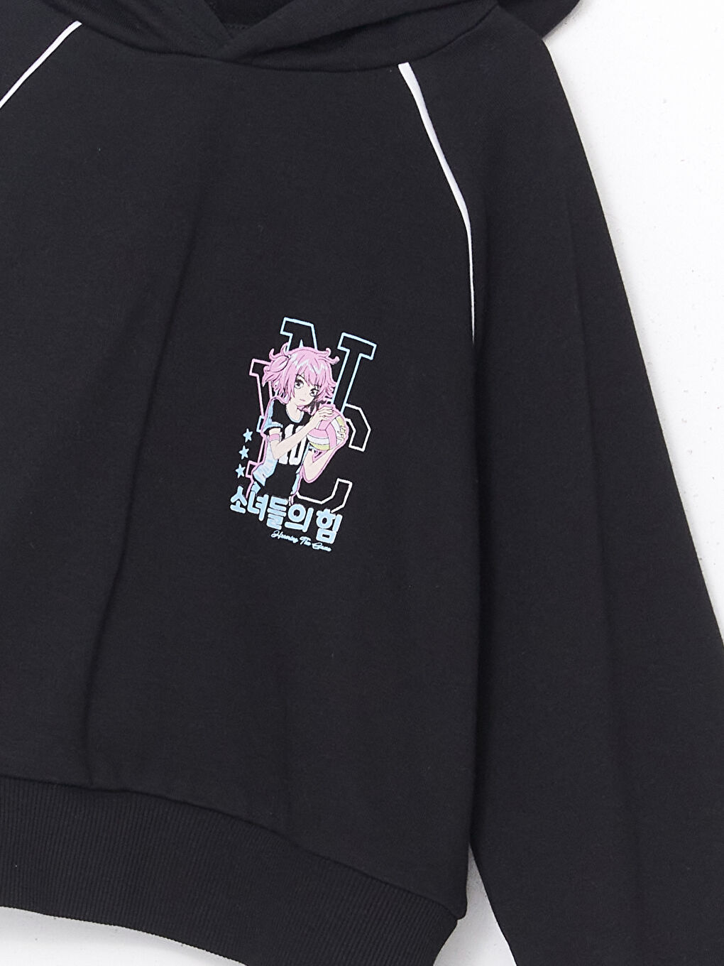 سويت شيرت مطبوع أنمي بكابوش للبنات-2