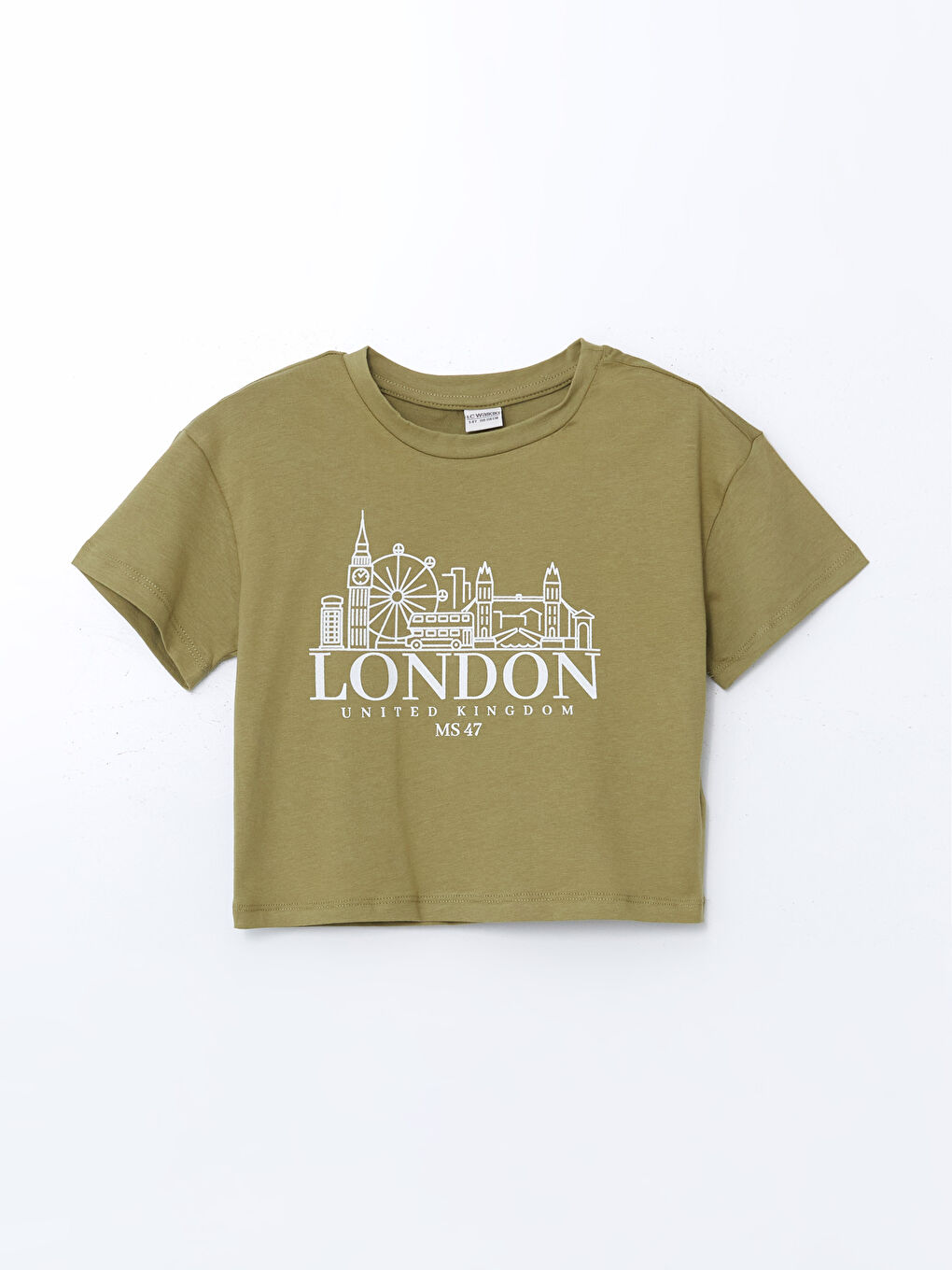 Crew Neck London Printed Girls' Crop T-Shirt -S58343Z4-GWA