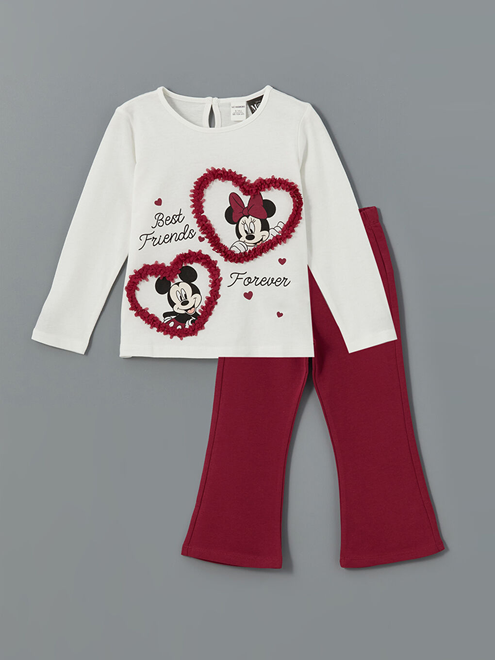 LCW Kids Ekru Minnie Mouse Baskılı Kız Çocuk Tişört ve Eşofman Alt 2'li - 2