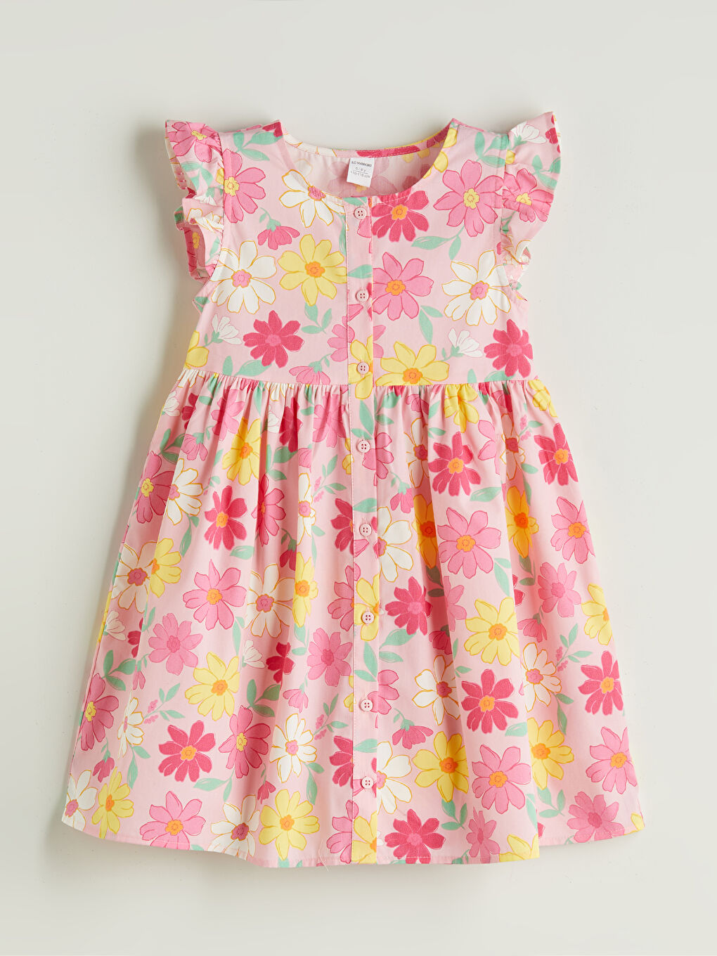 Crew Neck Floral Girls' Poplin Dress -S58355Z1-LT4