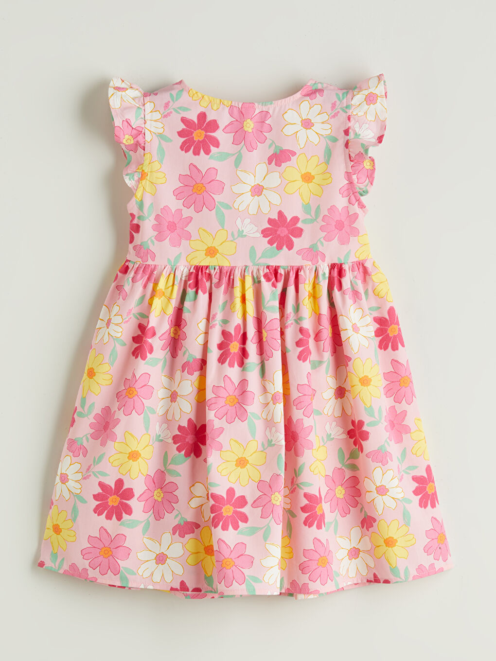 Crew Neck Floral Girls' Poplin Dress -S58355Z1-LT4