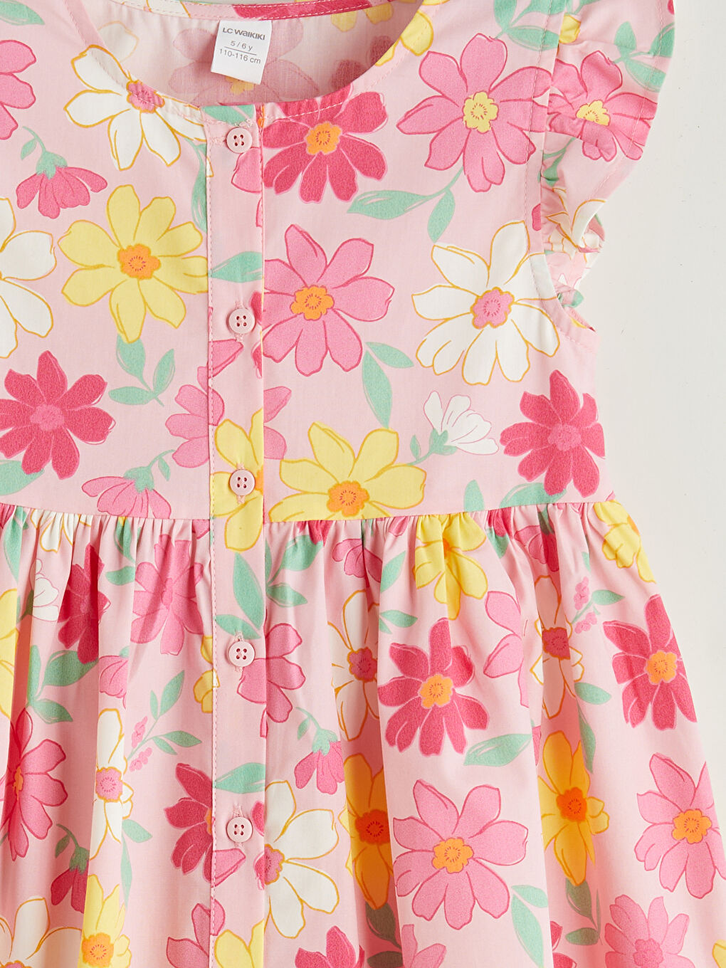 Crew Neck Floral Girls' Poplin Dress -S58355Z1-LT4