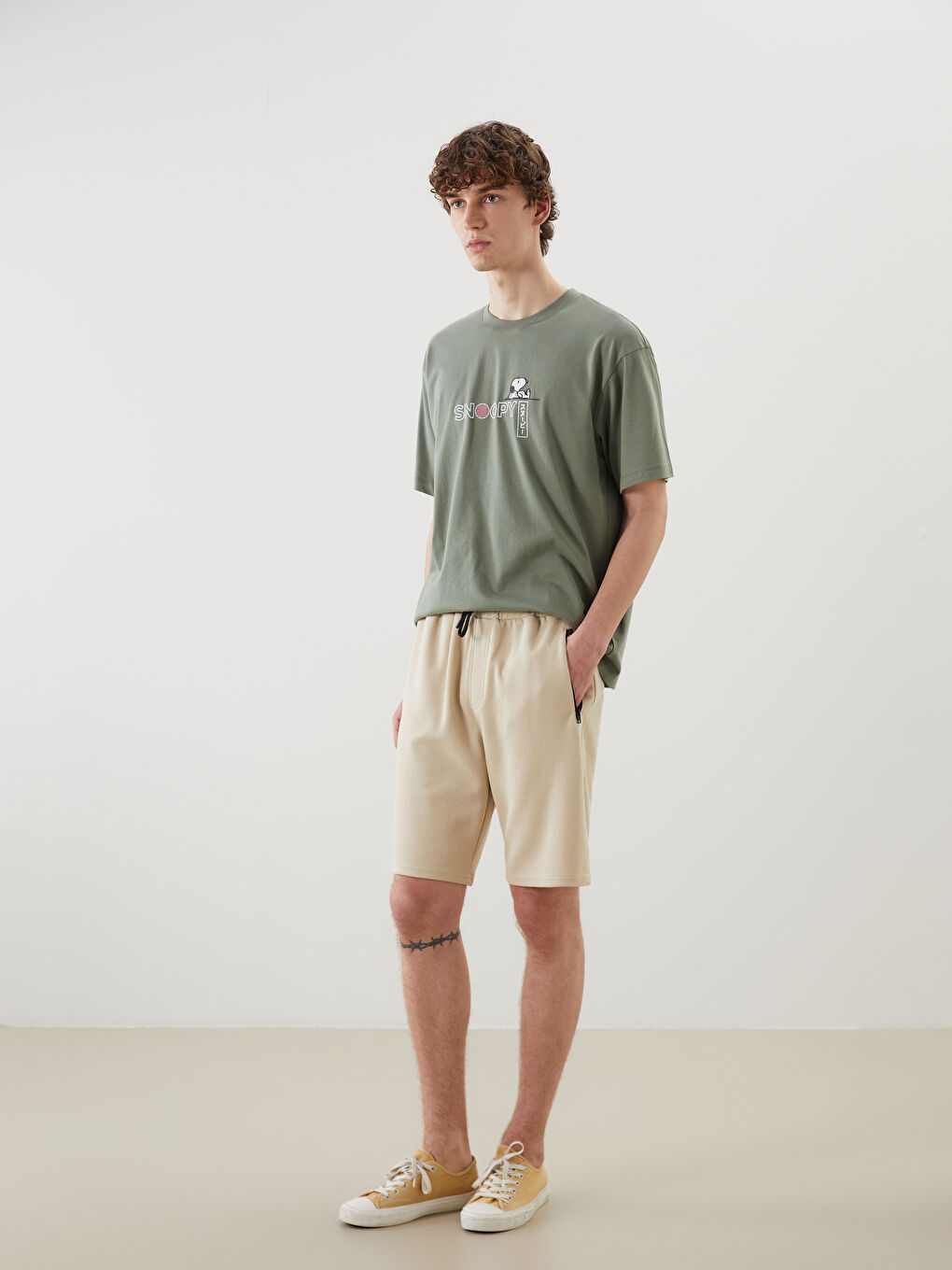 Regular Fit Men's Pique Shorts with Drawstring Waist -S58379Z8-S4M