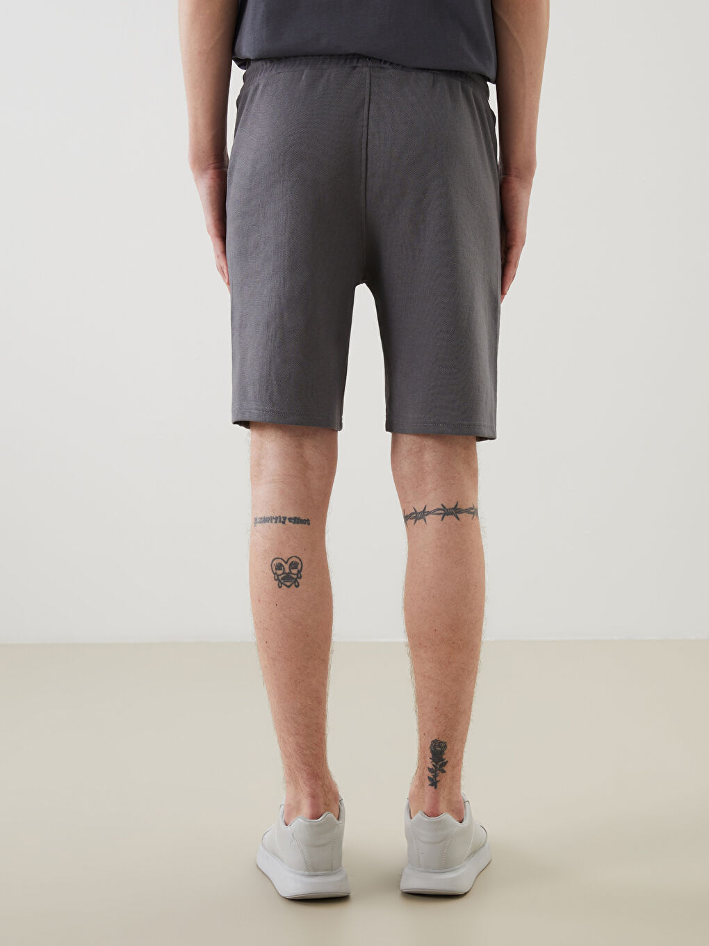 Regular Fit Men's Pique Shorts with Drawstring Waist -S58379Z8-YRM