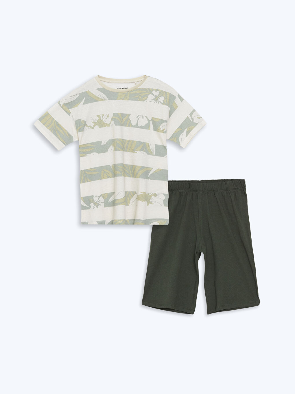 Crew Neck Boy's Pajama Set with Shorts -S58384Z4-LQA