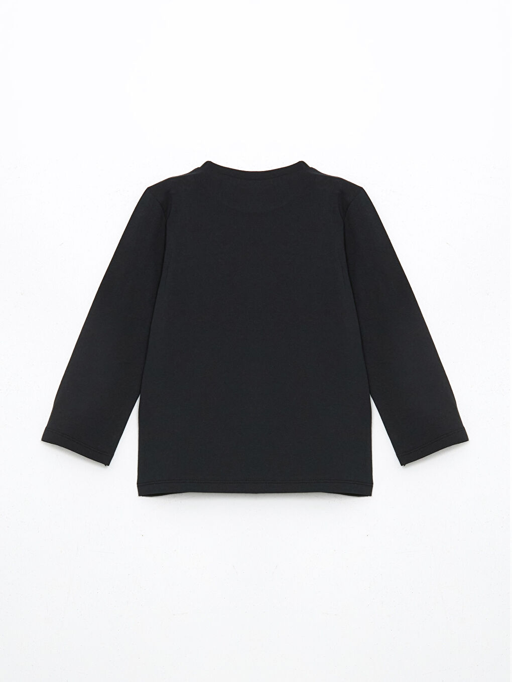 Siyah Bisiklet Yaka Uzun Kollu Batman Baskılı Erkek Bebek Tişört-1