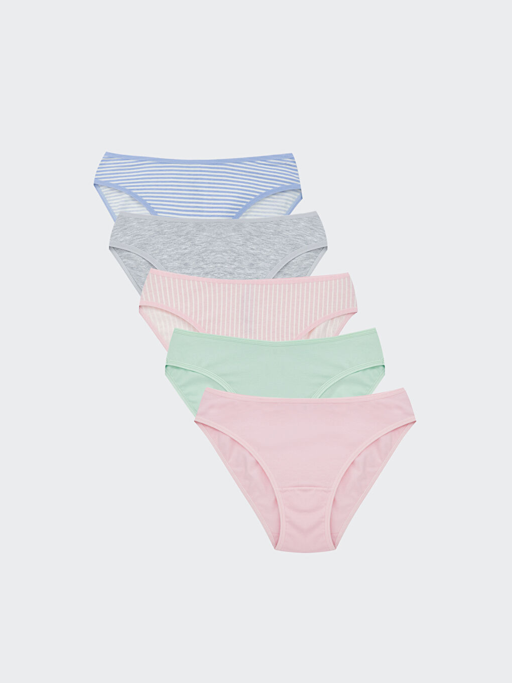LCW Young Mavi Çizgili Bikini Külot 5'li Paket
