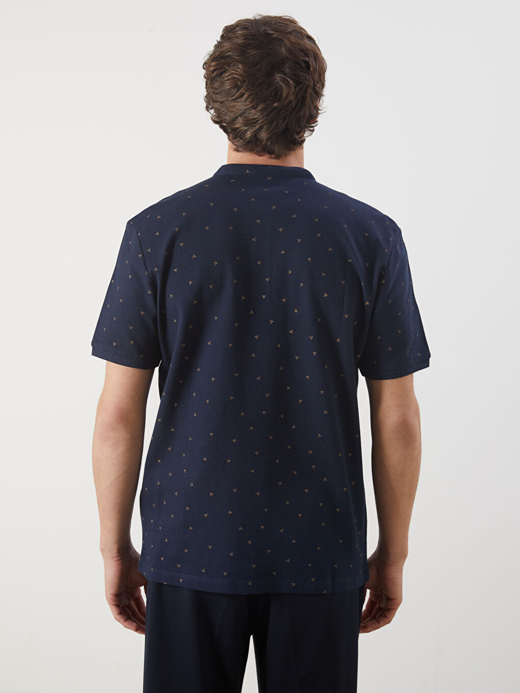 Grandad Collar Short Sleeve Patterned Men's T-Shirt -S58517Z8-RFH