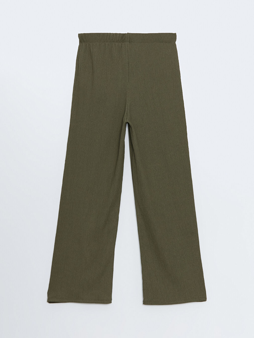 Haki Beli Lastikli Dokulu Geniş Paça Kadın Pantolon-6