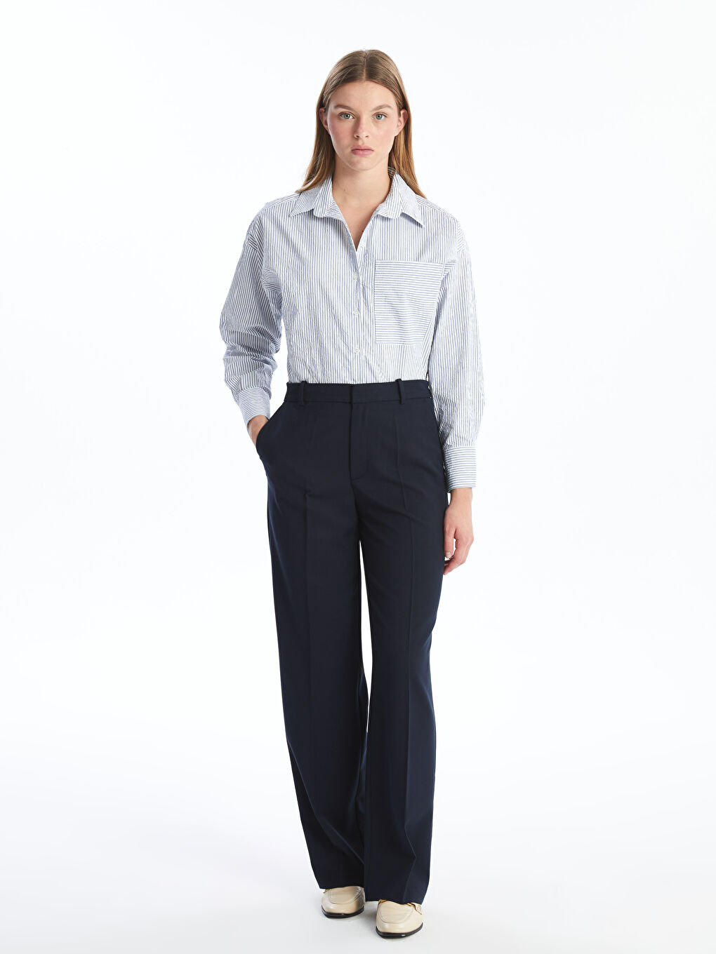 Slim Fit Wide Leg Women's Trousers -S58526Z8-HHX