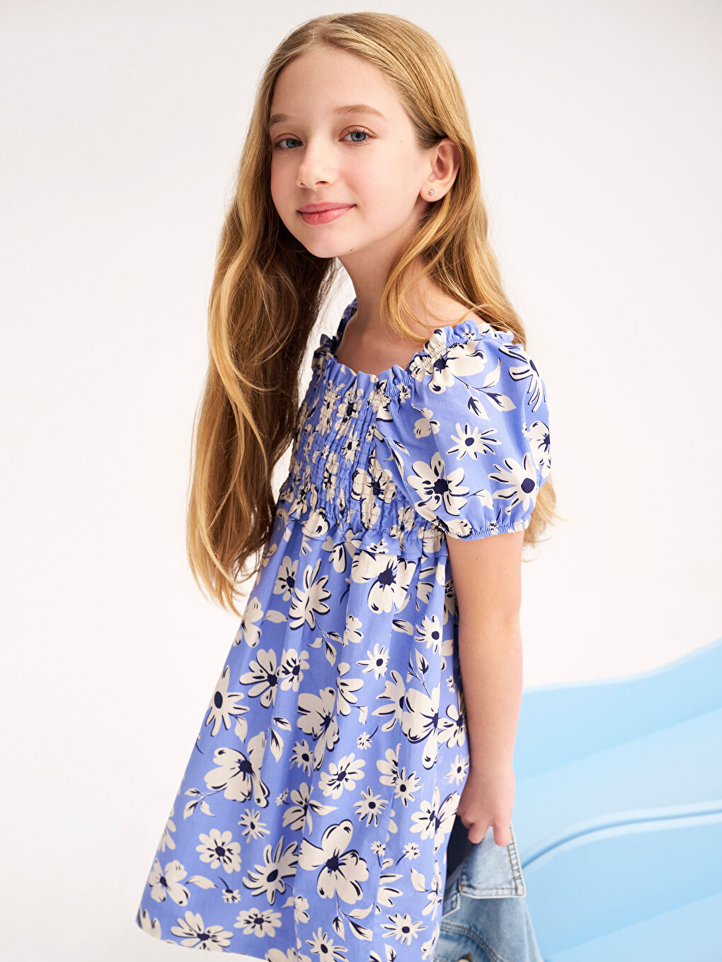Square Collar Floral Girl's Dress -S58551Z4-LQQ