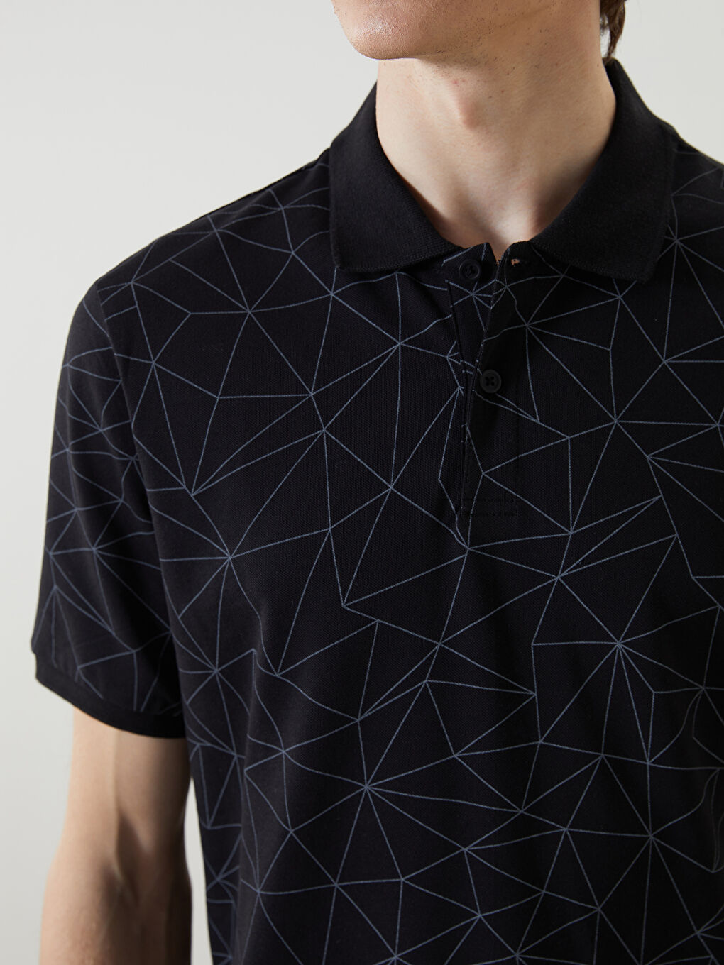 Polo Neck Short Sleeve Patterned Men's T-Shirt -S58559Z8-CVL