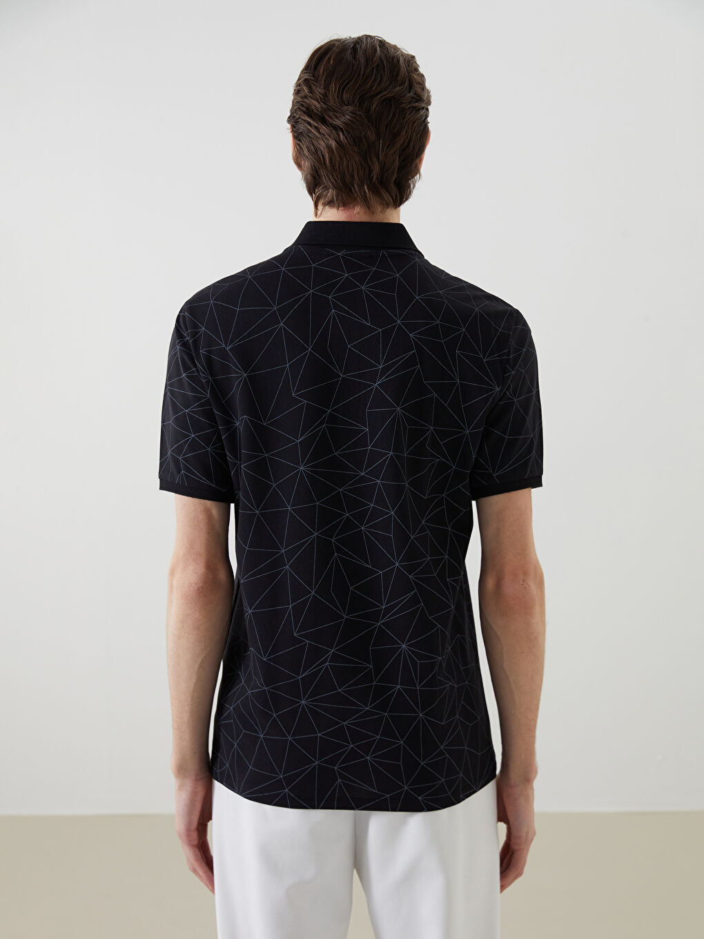 Polo Neck Short Sleeve Patterned Men's T-Shirt -S58559Z8-CVL
