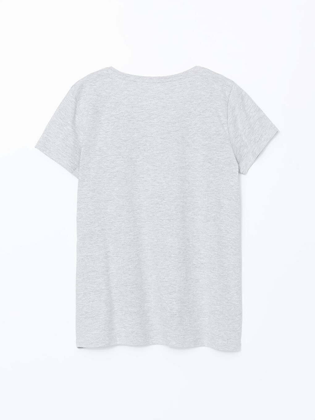 Gri Bisiklet Yaka Baskılı Kadın Pijama Üst-1