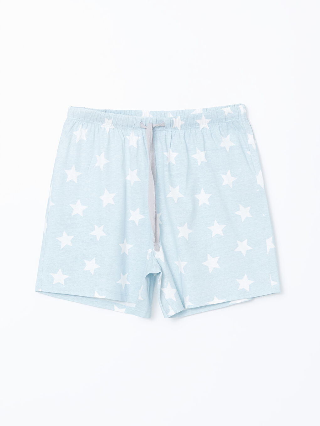 Mavi Beli Lastikli Desenli Kadın Şort Pijama Altı