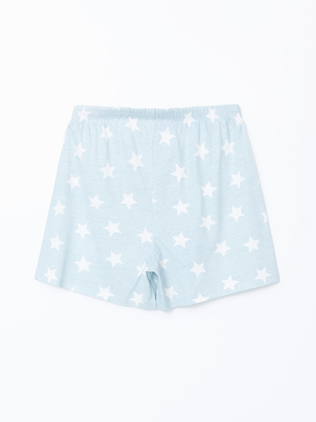 Mavi Beli Lastikli Desenli Kadın Şort Pijama Altı-1