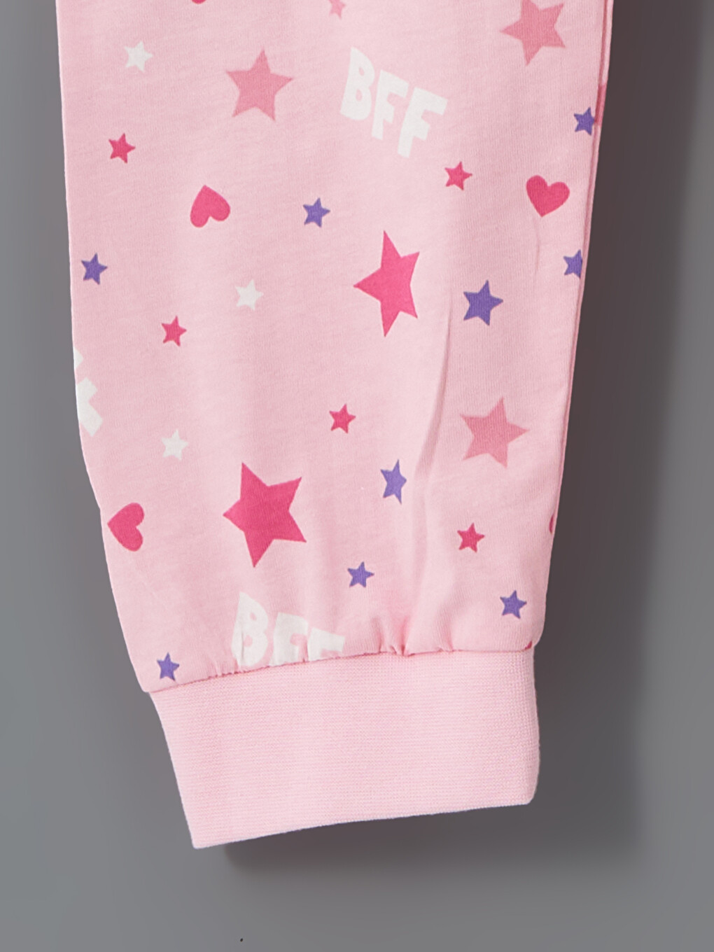 Pembe Beli Lastikli Baskılı Kız Çocuk Pijama Alt-1