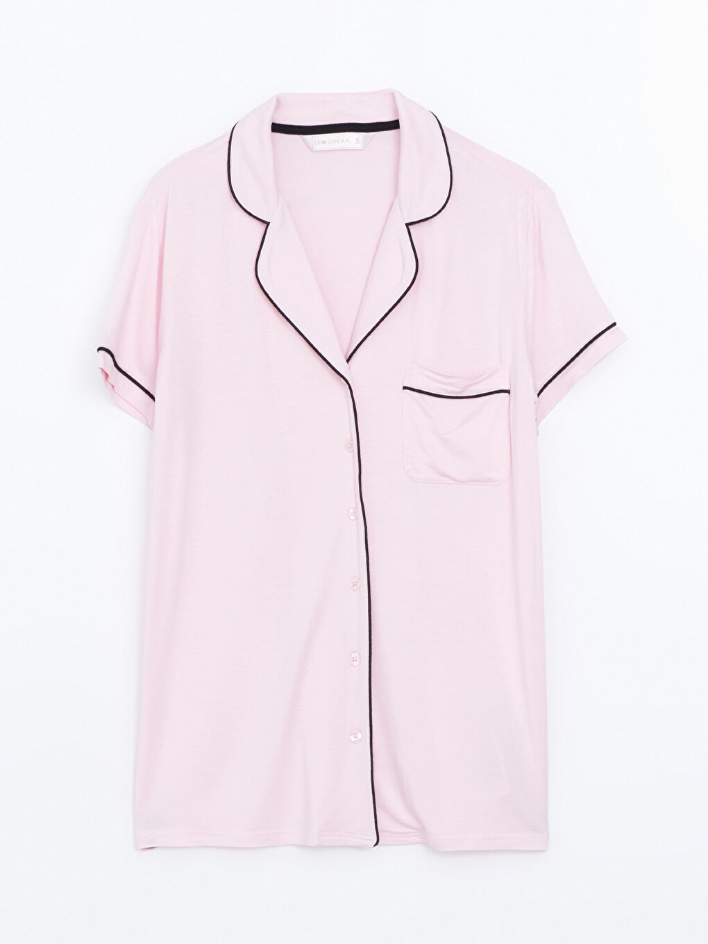 Pembe Gömlek Yaka Kadın Pijama Üstü