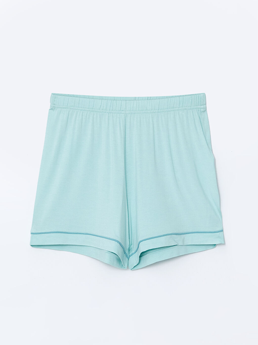 Turkuaz Beli Lastikli Kadın Şort Pijama Altı