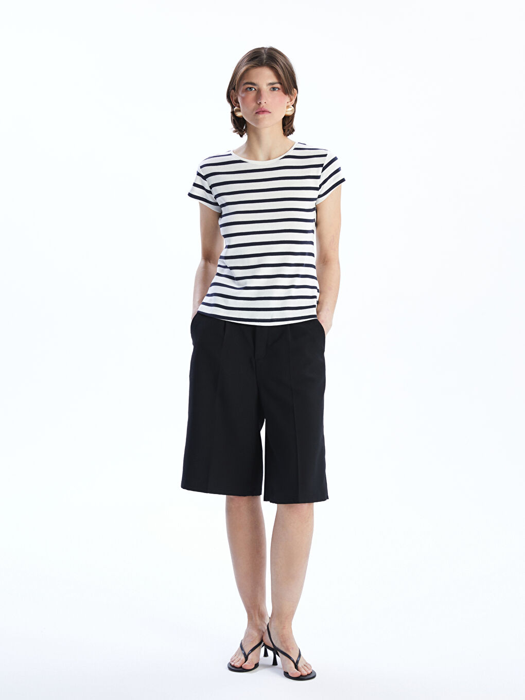 LCW Vision Crew Neck Striped Women's T-Shirt -S58645Z8-LGS